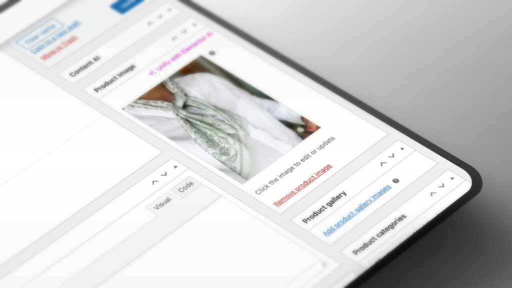 Close up av en browser som viser innsiden på en woocommerce side