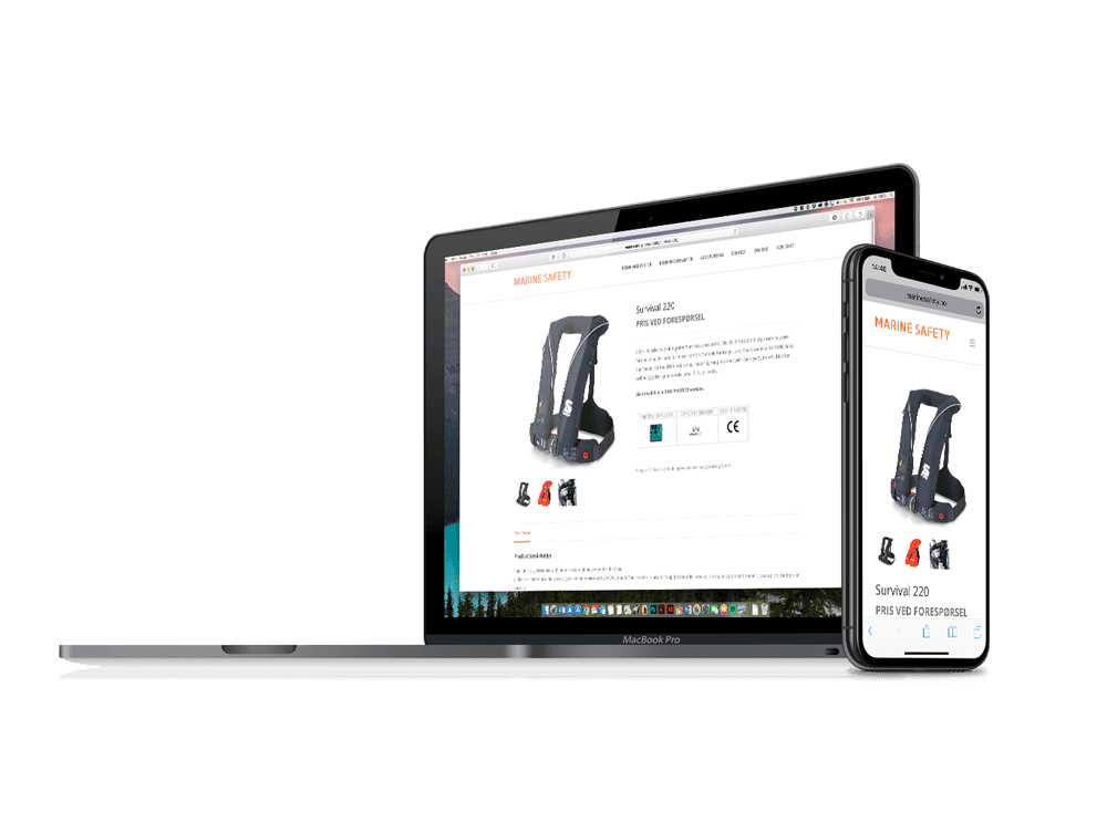 Bilde av en mac og en iphone som viser en hjemmeside som er seo optimalisert